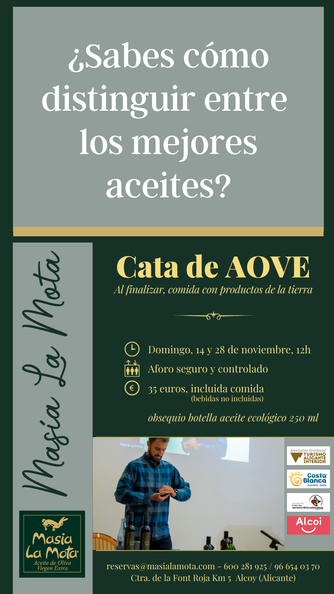 Cata de aceite en Masia La Mota